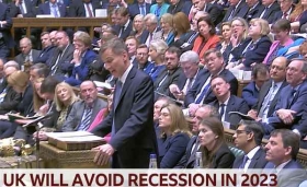 Chancellor Jeremy Hunt in the Commons today (Courtesy: BBC)
