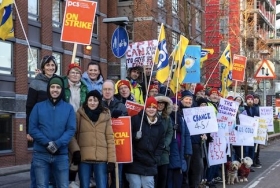 PCS members on strike at TPR offices in Brighton today. Image courtesy: PCS / Andy Aitchison